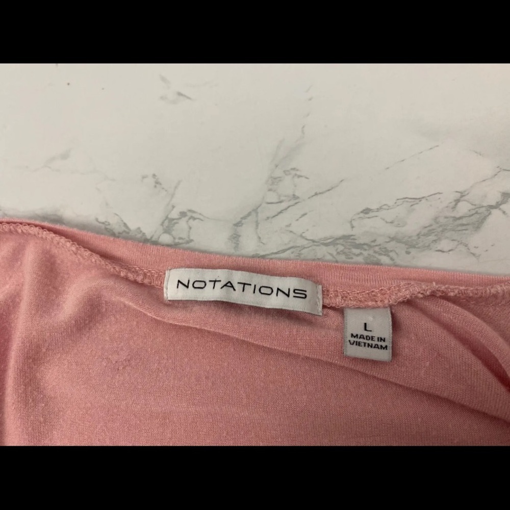 Notations Short Sleeve Shirt Womens L Pink Button Accent Blouse Top N​​​ - Picture 4 of 4